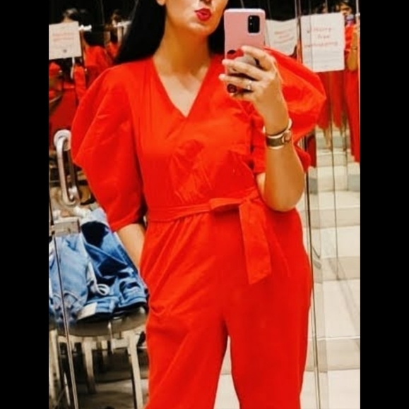 Sassfrass Red Tapered Leg Jumpsuit - New - Picture 3 of 7